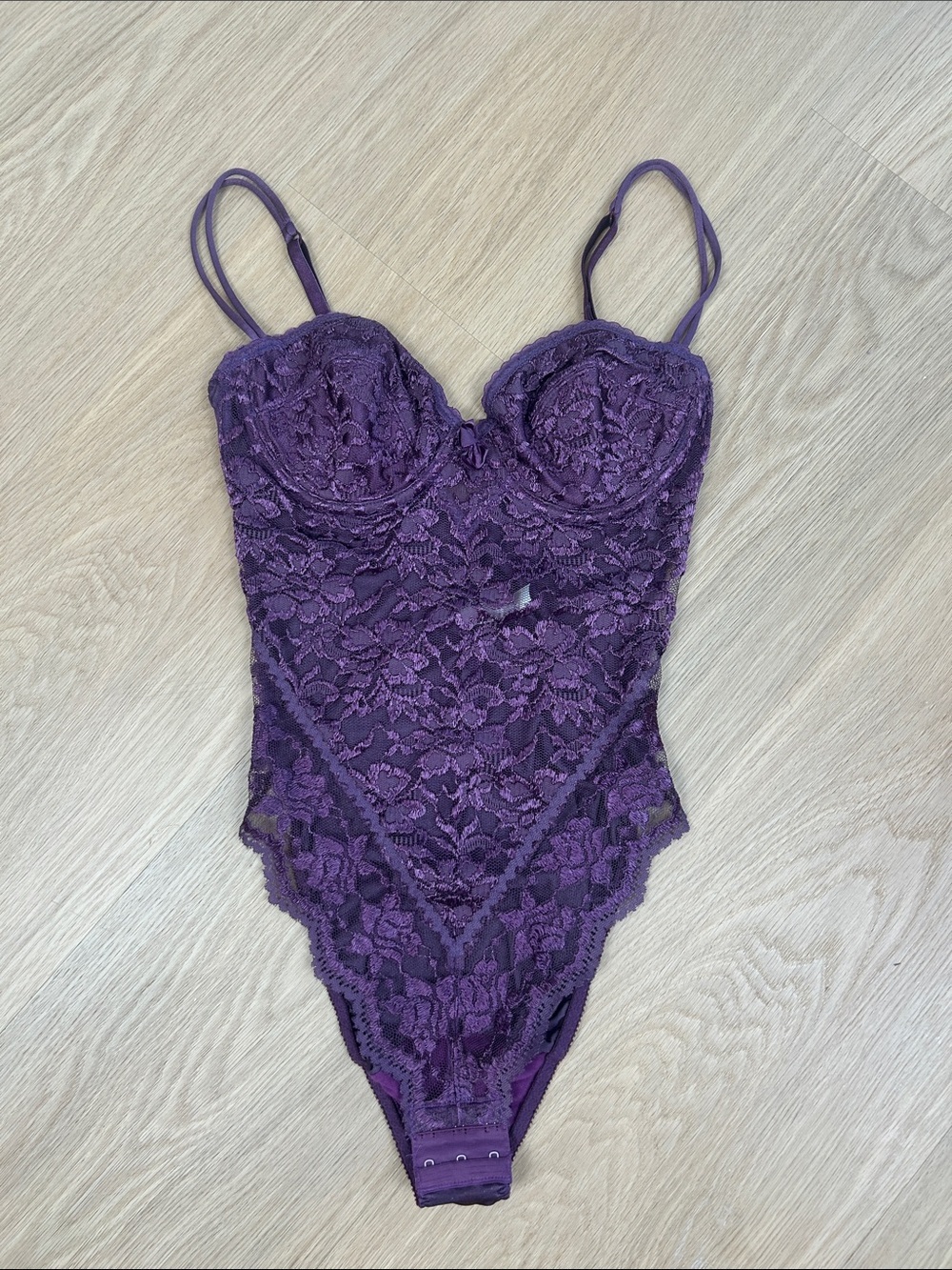 Vintage Gold Label Victoria’s Secret Made in USA Lace Teddy Bodysuit 34C